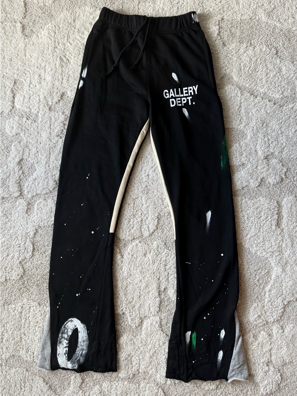 Gallery Dept Black Sweatpants With White & Green Paint Details